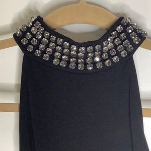 Sanctuary Fitted Black Dress, Embellished Choker